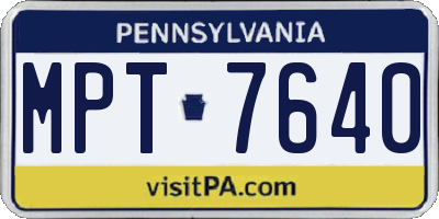 PA license plate MPT7640