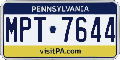 PA license plate MPT7644