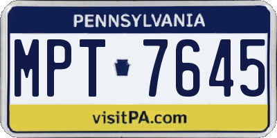 PA license plate MPT7645