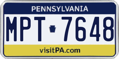 PA license plate MPT7648