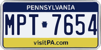 PA license plate MPT7654