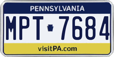 PA license plate MPT7684