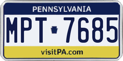 PA license plate MPT7685
