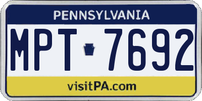 PA license plate MPT7692