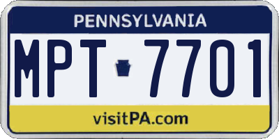 PA license plate MPT7701
