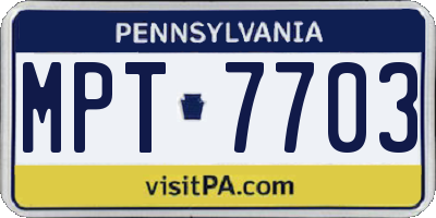 PA license plate MPT7703