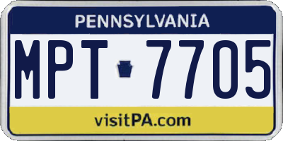 PA license plate MPT7705