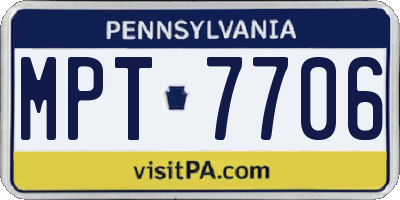 PA license plate MPT7706