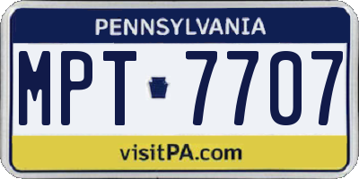PA license plate MPT7707