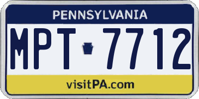 PA license plate MPT7712