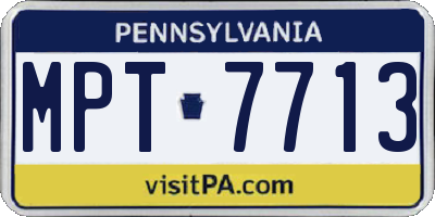 PA license plate MPT7713