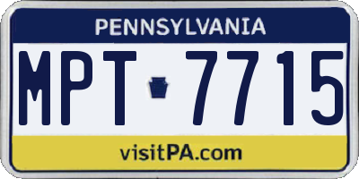 PA license plate MPT7715
