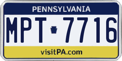 PA license plate MPT7716