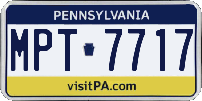 PA license plate MPT7717