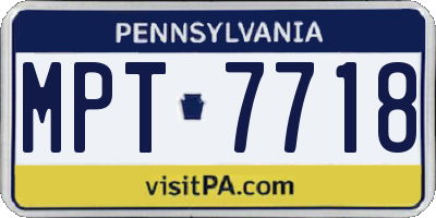 PA license plate MPT7718