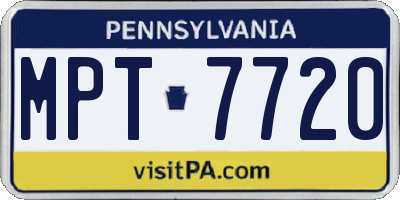 PA license plate MPT7720