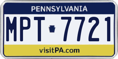 PA license plate MPT7721