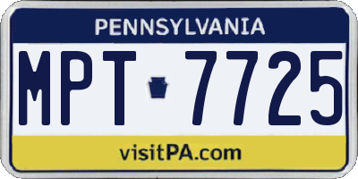 PA license plate MPT7725