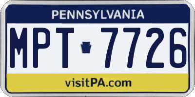 PA license plate MPT7726