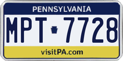 PA license plate MPT7728