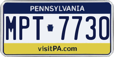 PA license plate MPT7730