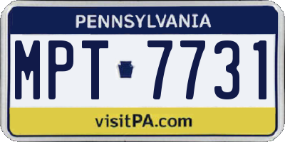 PA license plate MPT7731