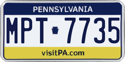 PA license plate MPT7735