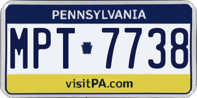 PA license plate MPT7738