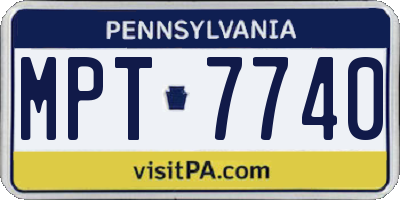 PA license plate MPT7740
