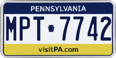 PA license plate MPT7742
