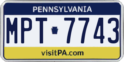PA license plate MPT7743