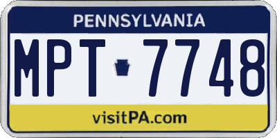 PA license plate MPT7748