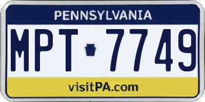 PA license plate MPT7749