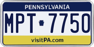 PA license plate MPT7750