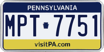PA license plate MPT7751