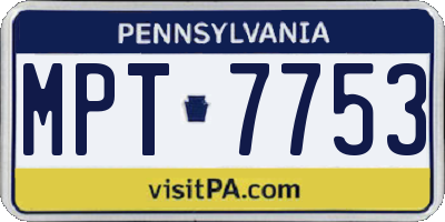 PA license plate MPT7753