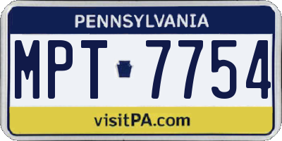 PA license plate MPT7754