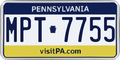 PA license plate MPT7755