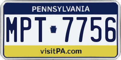 PA license plate MPT7756