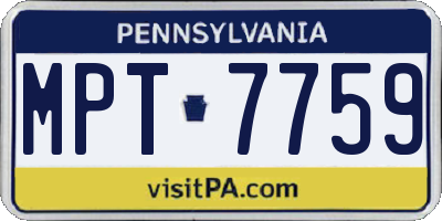 PA license plate MPT7759