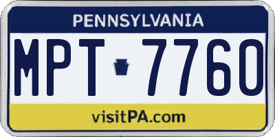 PA license plate MPT7760