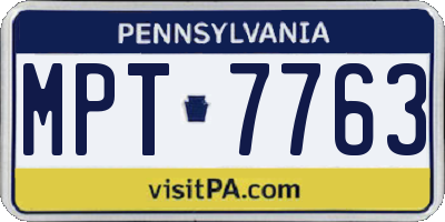 PA license plate MPT7763