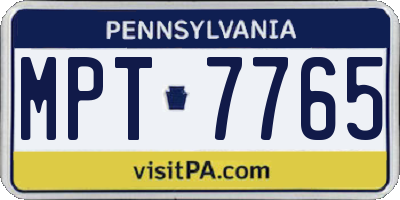 PA license plate MPT7765