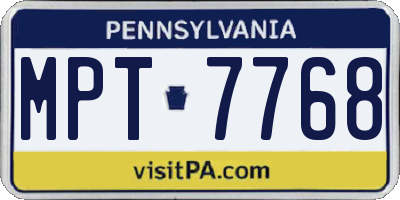 PA license plate MPT7768