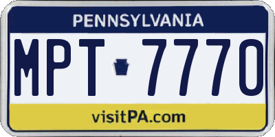 PA license plate MPT7770