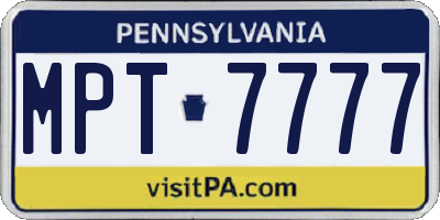 PA license plate MPT7777