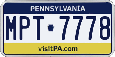 PA license plate MPT7778