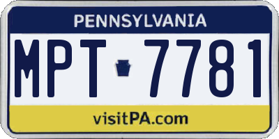 PA license plate MPT7781