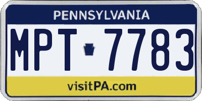 PA license plate MPT7783