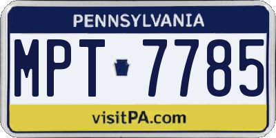 PA license plate MPT7785